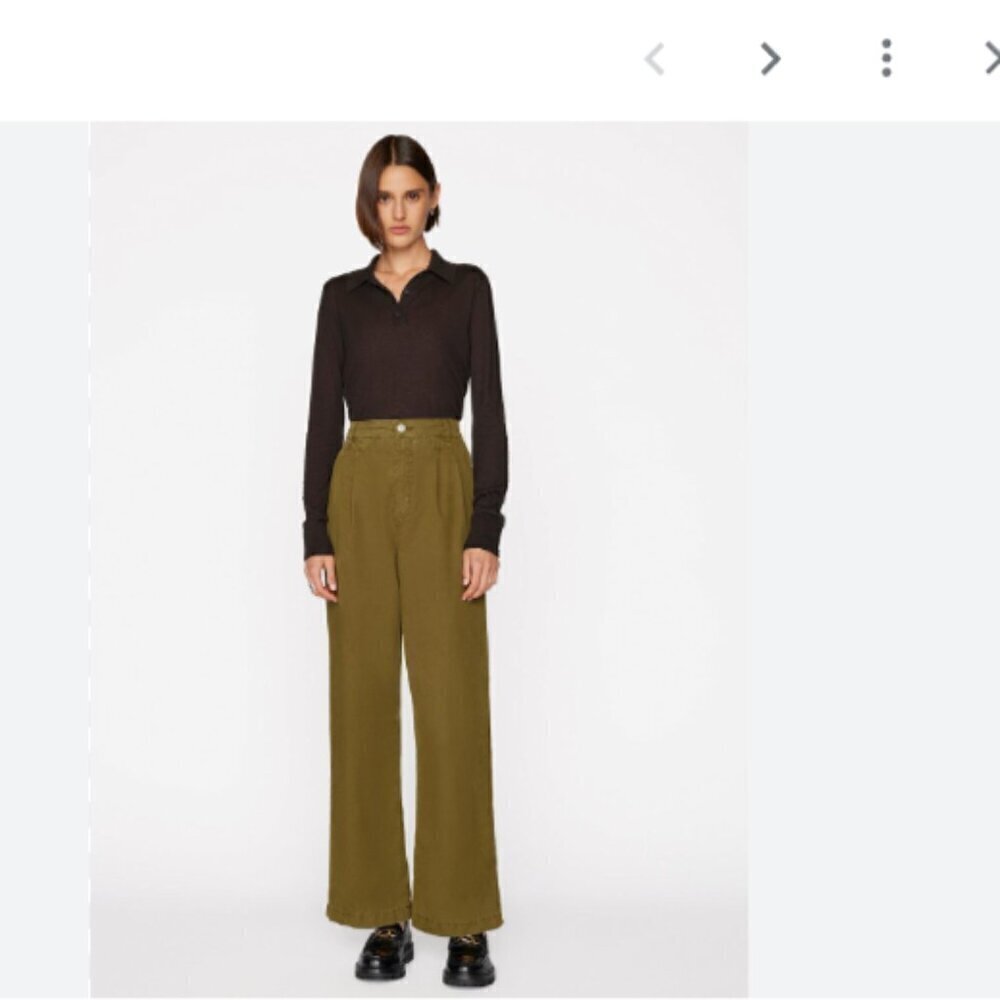 FRAME Denim Surplus Green Pleated Wide Leg Palazzo Chino Pants Size 23